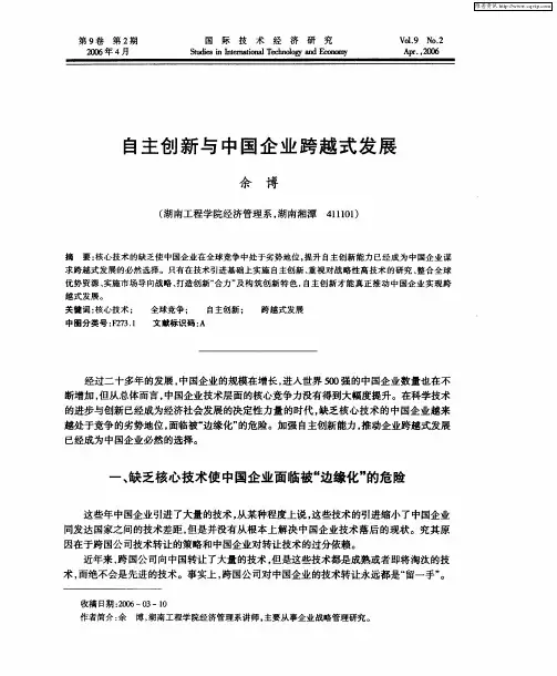 自主创新与中国企业跨越式发展