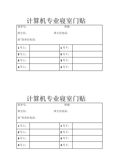 学生寝室门贴(模版)