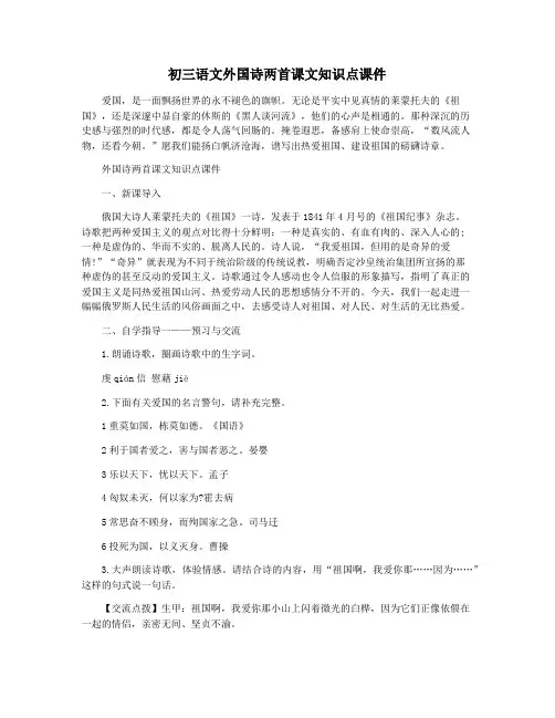 初三语文外国诗两首课文知识点课件