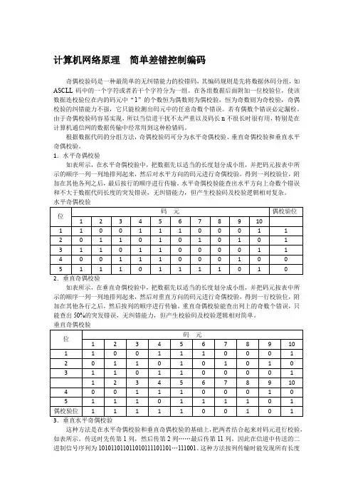 计算机网络原理  简单差错控制编码