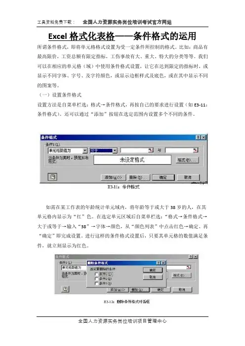 Excel格式化表格——条件格式的运用