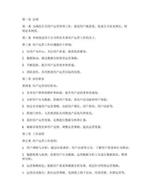 用户运营岗位管理制度范本