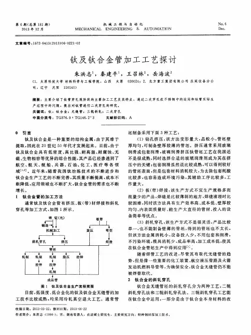 钛及钛合金管加工工艺探讨