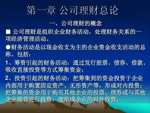 第一章：公司理财总论