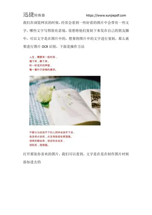对图片中文字进行提取复制 OCR识别