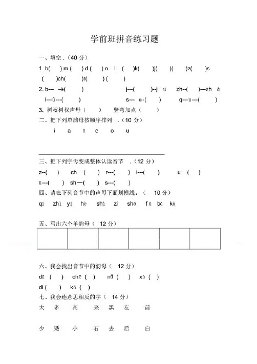 学前班拼音练习题