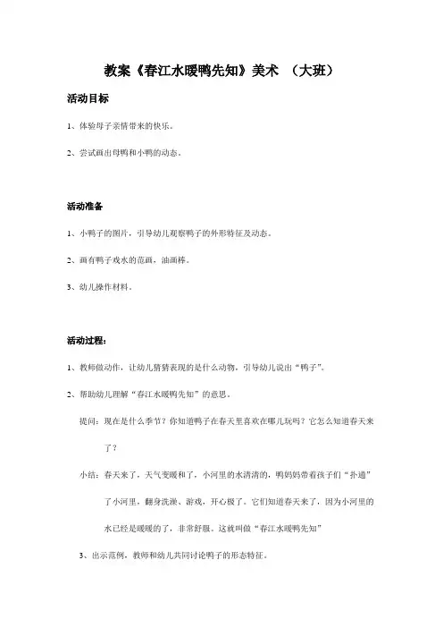 大班美术 春江水暖鸭先知教案-省编教参