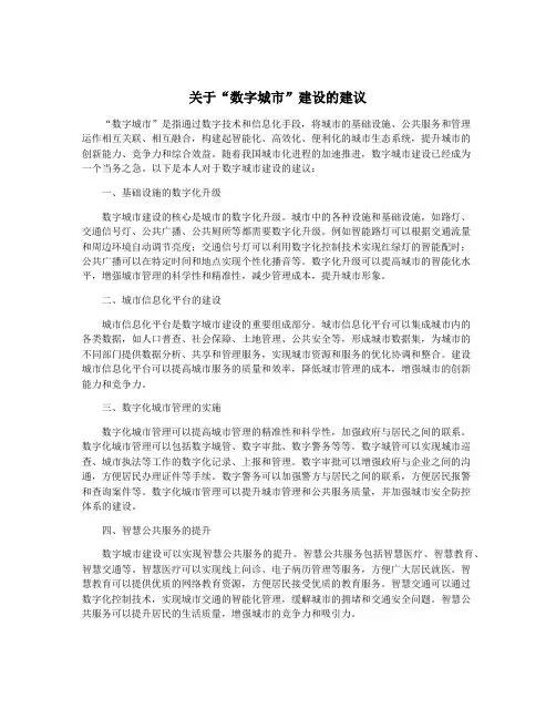 关于“数字城市”建设的建议