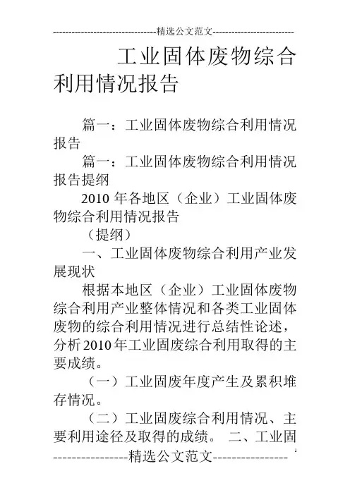 工业固体废物综合利用情况报告