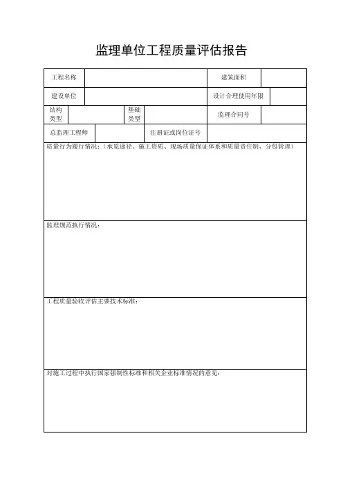 监理单位工程质量评估报告