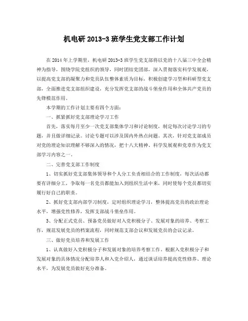 学生党支部工作计划