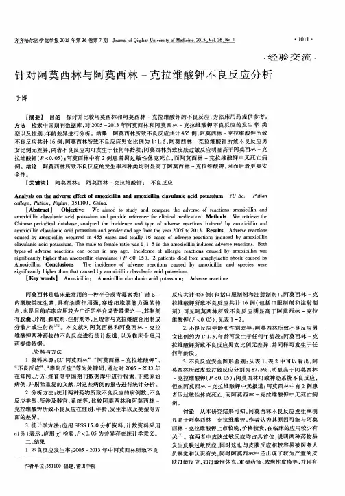 针对阿莫西林与阿莫西林-克拉维酸钾不良反应分析