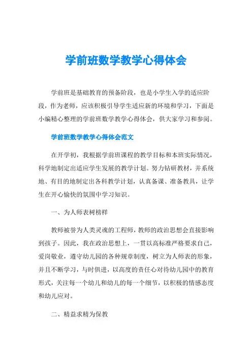 学前班数学教学心得体会