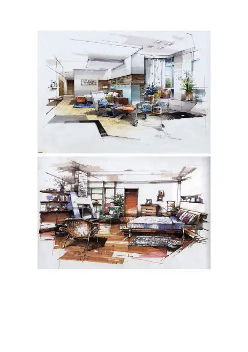 建筑钢笔画(大部分使用了马克笔)
