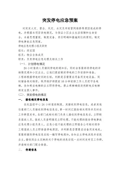 停电应急预案