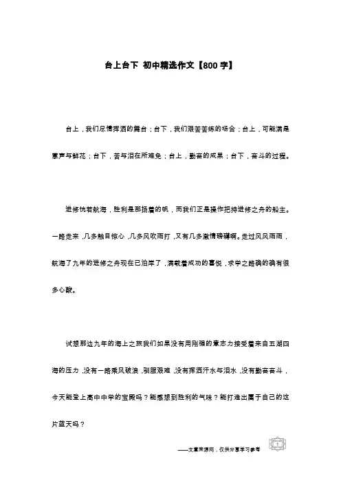 台上台下 初中精选作文【800字】