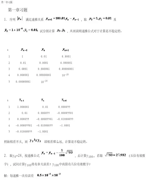 数值计算与matlab的第一章