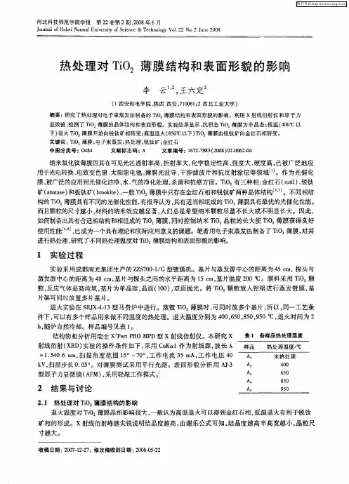 热处理对TiO2薄膜结构和表面形貌的影响