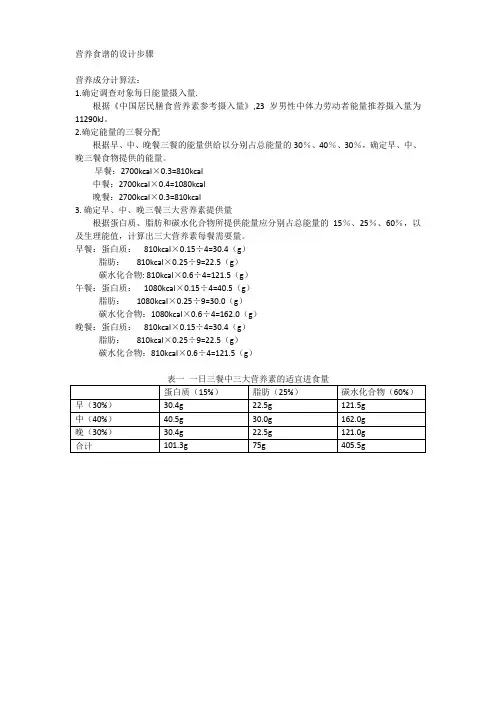 营养成分计算法