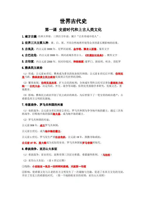 世界古代史知识点总结(人教版九年级)