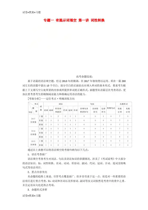 推荐K12学习2019版高考英语一轮复习第二部分重点语法突破专题一有提示词填空第一讲词性转换讲义新人