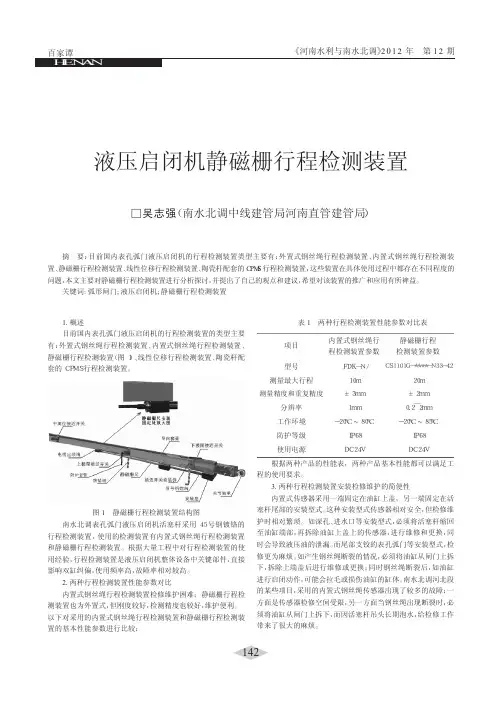 液压启闭机静磁栅行程检测装置