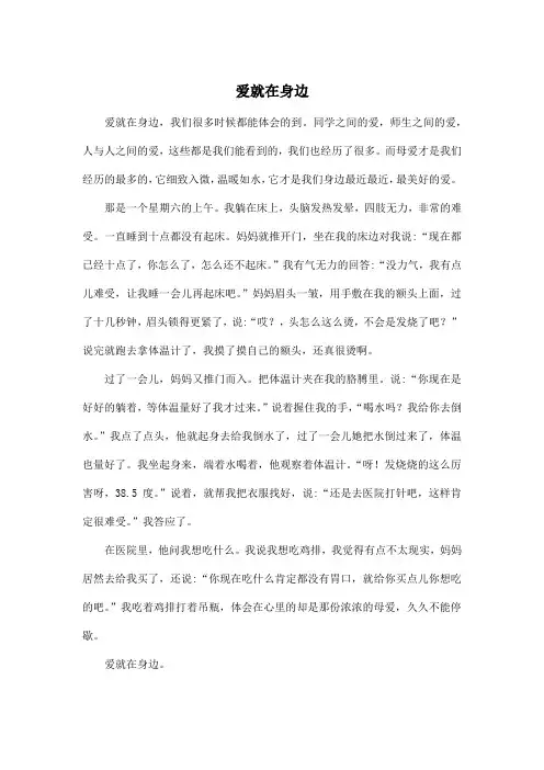 爱就在身边_初中初一作文600字