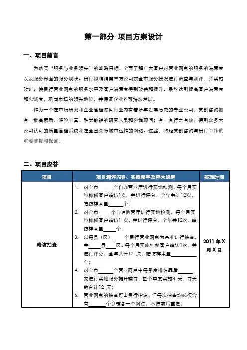 神秘顾客检查方案