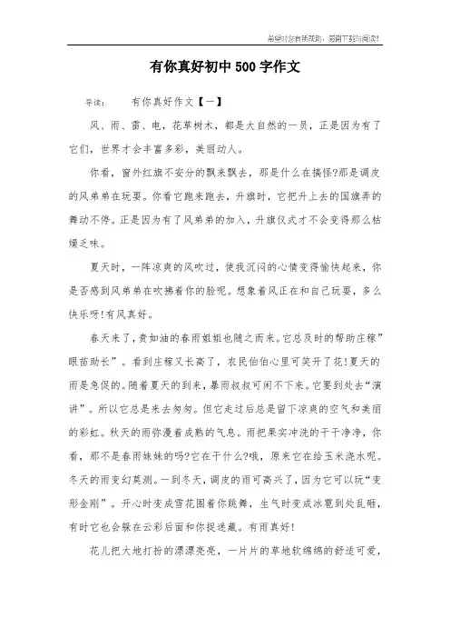 有你真好初中500字作文
