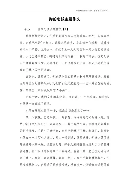 狗的忠诚主题作文