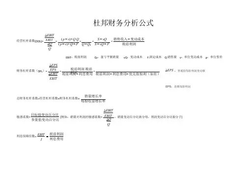 杜邦财务分析公式