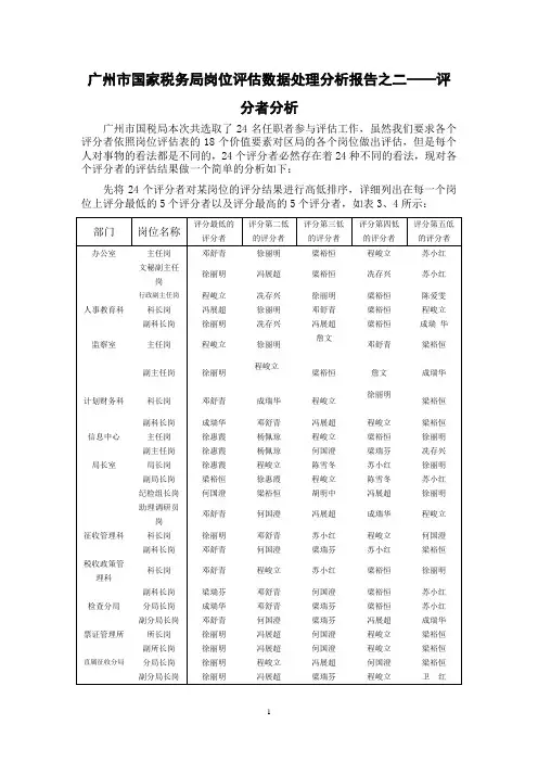广州市国家税务局岗位评估分析报告之二