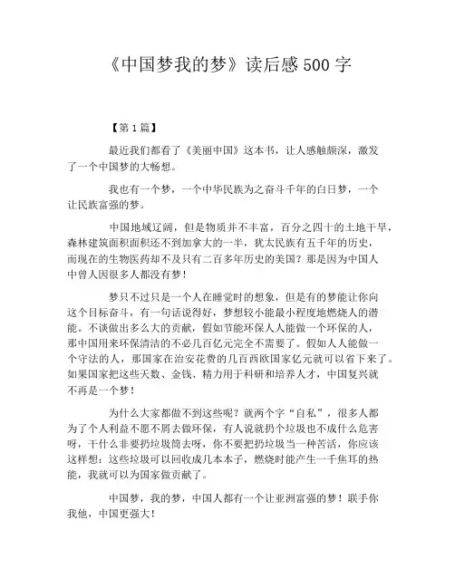 《中国梦我的梦》读后感500字