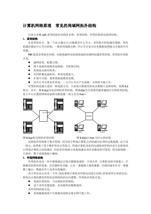 计算机网络原理  常见的局域网拓扑结构