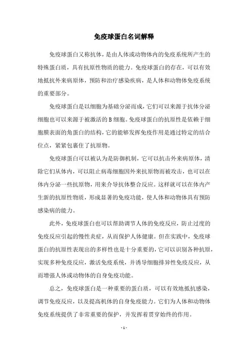 免疫球蛋白名词解释