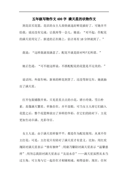 五年级写物作文400字 满天星的状物作文