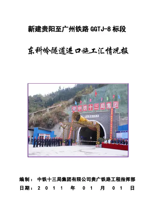 东科岭隧道进口施工情况的汇报