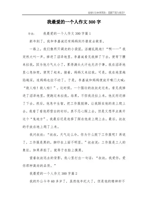 我最爱的一个人作文300字