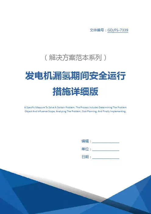 发电机漏氢期间安全运行措施详细版