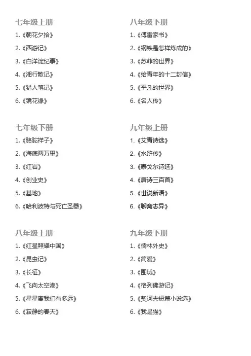 初中经典书目整理