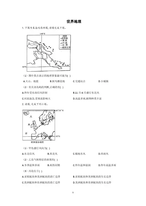 【2021新高考地理】世界地理含答案