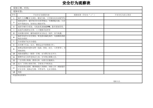 安全行为观察表