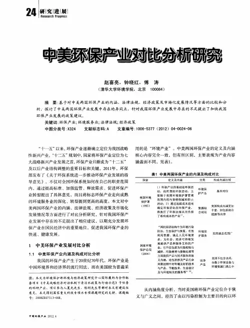 中美环保产业对比分析研究