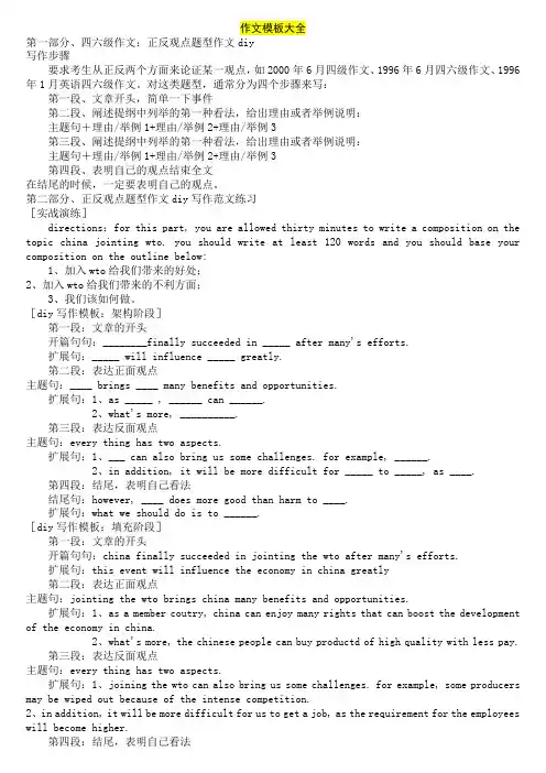 大学英语六级作文万能模板大全(最全面总结)
