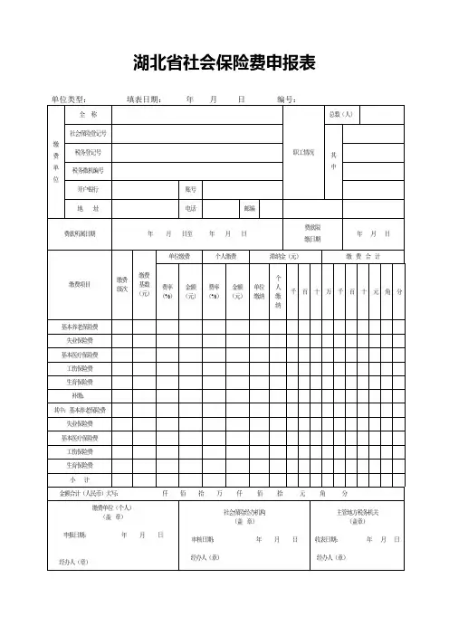 湖北省社会保险费申报表