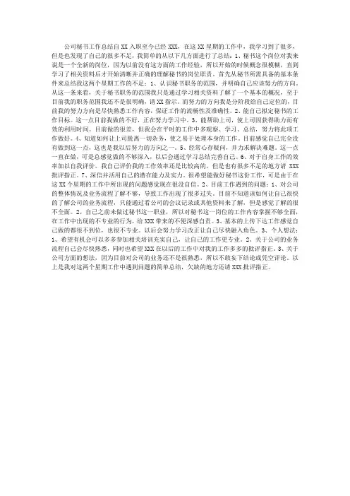公司秘书工作总结