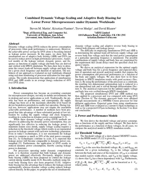 Combined dynamic voltage scaling and adaptive body biasing for lower power microprocessors