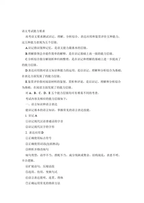 [高考必看]语文考试能力要求