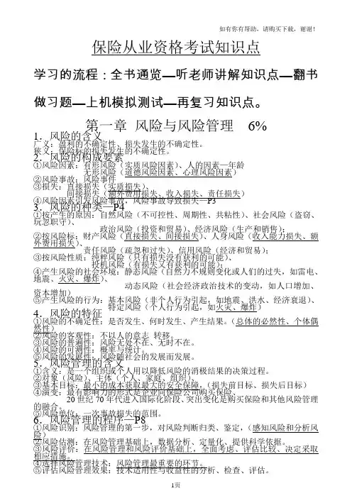 保险代理人从业资格考试主要知识点梳理