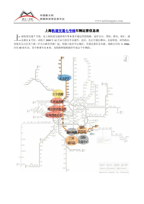 上海轨道交通七号线车辆运营信息表